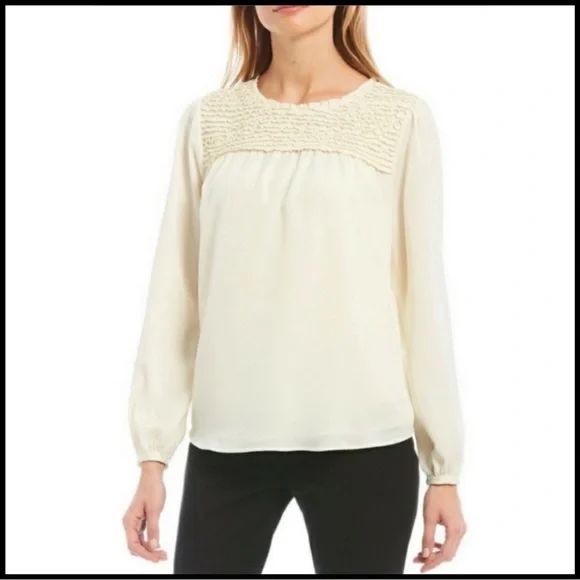 NWT GIBSON LATIMER CREAM/IVORY LONG SLEEVE BLOUSE Sz XL - Picture 1 of 11